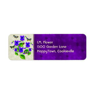 Étiquette Violettes et papillons