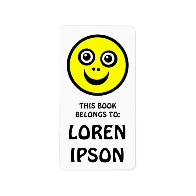 Étiquette Visage drôle - Jaune - Plaque de livre (Devant)