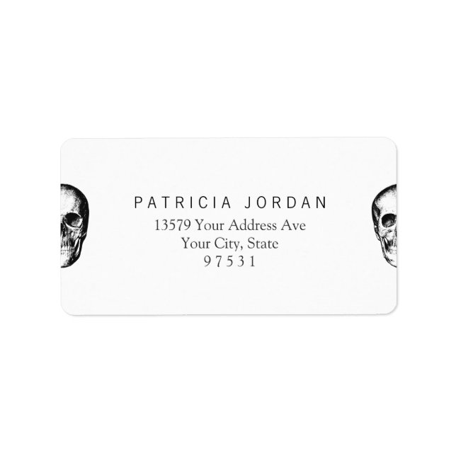 Étiquette Visage vintage du crâne humain (Devant)