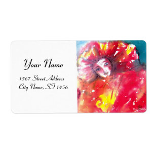 ÉTIQUETTE VISAGES DE MASQUÉRADE VÉNÉTIENNE - MASQUE EN ROUGE