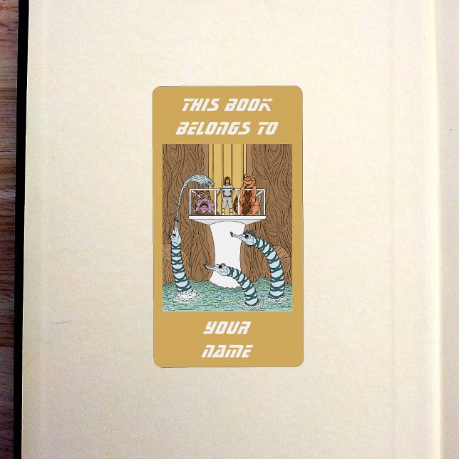 Étiquette Visiter le pool de la plaque d'immatriculation Pip (Visiting the Pool of the Piptrixons Bookplate in Old Book)