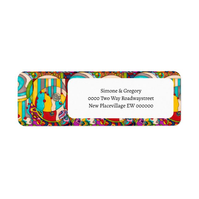 Étiquette Vitrail Art déco coloré moderne (Devant)