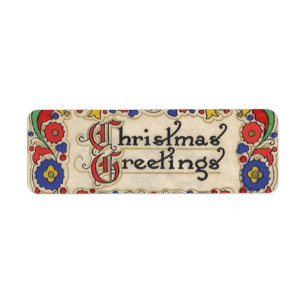Étiquette Voeux de Noël Vintage avec bordure décorative