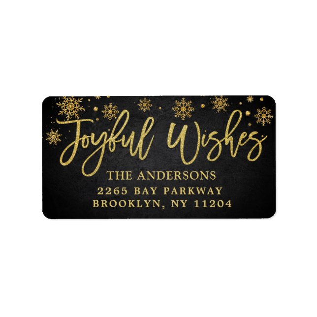 Étiquette Voeux Joyeux Faux Gold Chalkboard Adresse de vacan (Devant)
