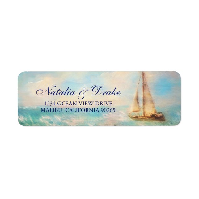 Étiquette Voilier & Mer | Adresse de retour du Mariage nauti (Devant)