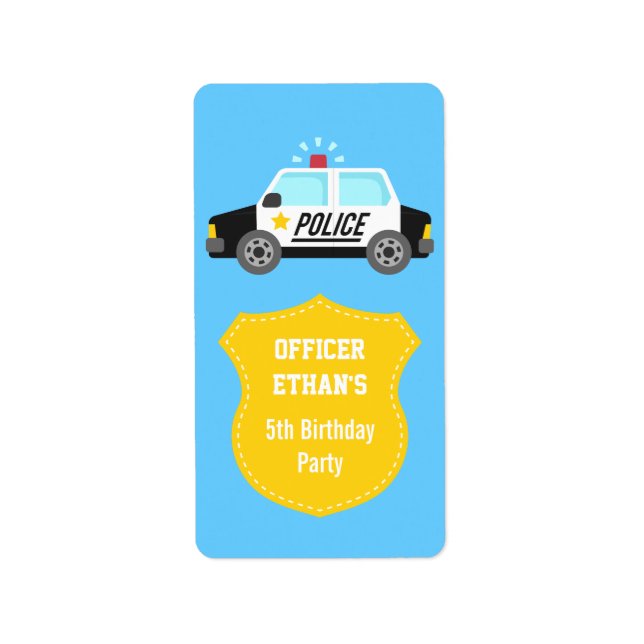 Étiquette Voiture de police classique avec sirène pour enfan (Devant)