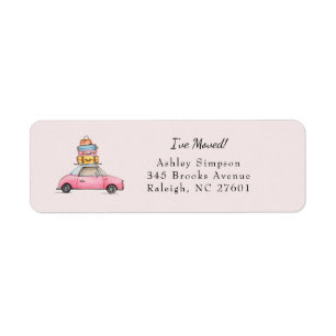 Étiquette Voiture mignonne avec bagages que j'ai déplacée