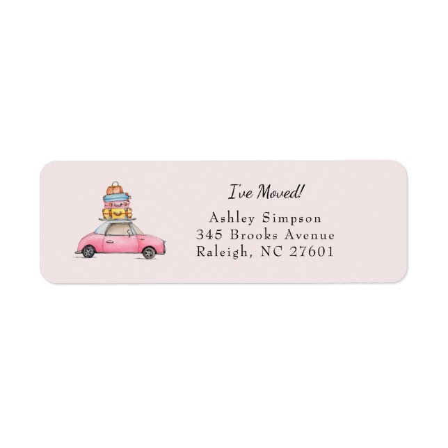 Étiquette Voiture mignonne avec bagages que j'ai déplacée (Devant)