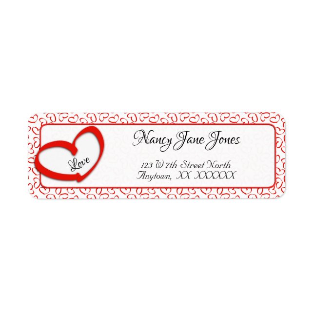 Étiquette Votre adresse | Red Open Valentine's Heart Motif (Devant)