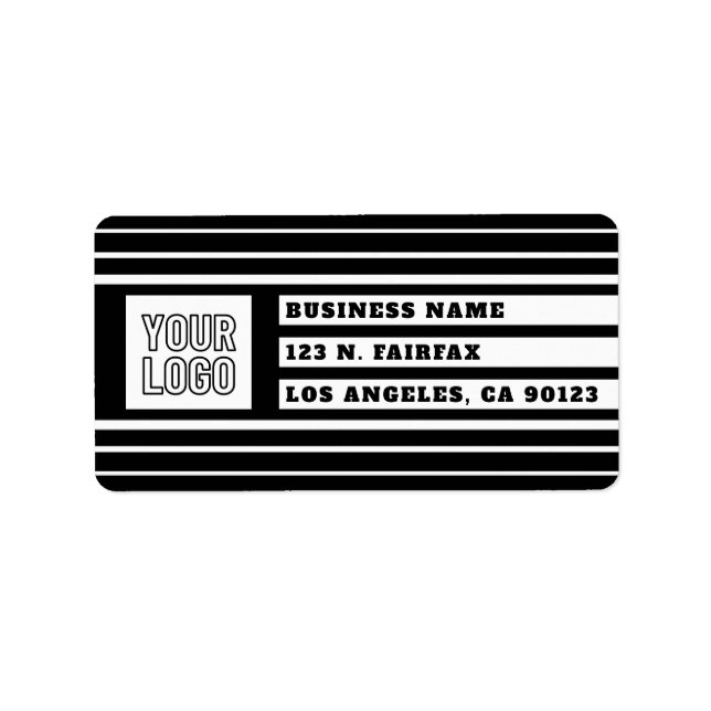 Étiquette Votre logo, bandes géométriques uniques | Noir et  (Devant)
