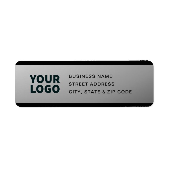 Étiquette VOTRE LOGO Faux Silver Black & Grey Adresse de ret (Devant)
