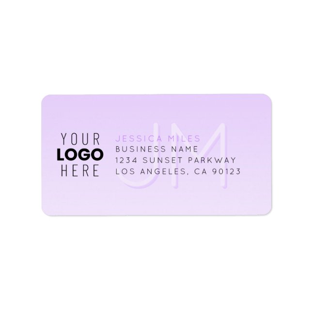 Étiquette Votre Logo & Moderne Purple Ombre Adresse de retou (Devant)