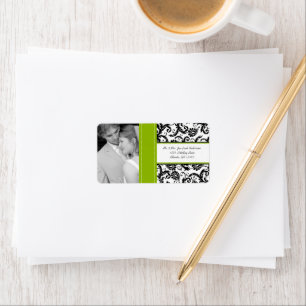 Étiquette Votre Mariage Photo Vintage Apple Green Damask