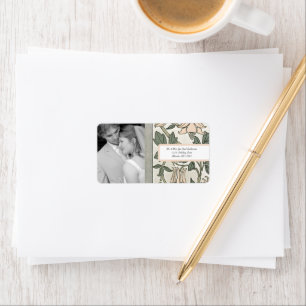 Étiquette Votre Mariage Photo Vintage Silver Peony & Green