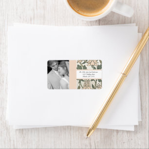Étiquette Votre Mariage Photo Vintage Silver Peony & Green