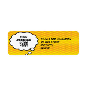 Étiquette Votre message Pensez Buble Amusant Rétro Comic Boo