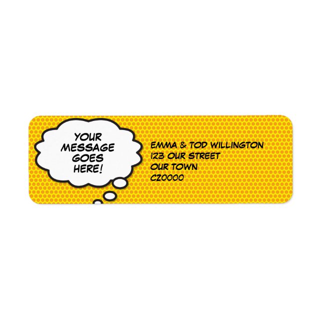 Étiquette Votre message Pensez Buble Amusant Rétro Comic Boo (Devant)