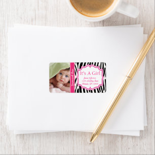 Étiquette Votre Photo Nouveau Bébé C'Est Une Fille ROSE Tend