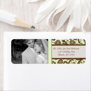 Étiquette Votre photo Vintage Lumière Pomme Vert Brown Damas