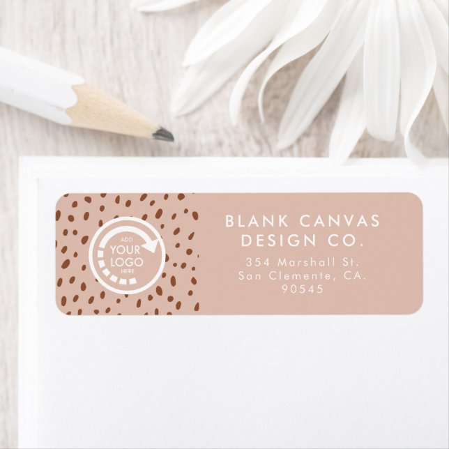 Étiquette VOTRE PROPRE LOGO Points Brown Beige & Boho (En situation)