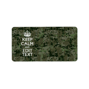 Étiquette Votre propre texte Camo numérique Woodland Gardez