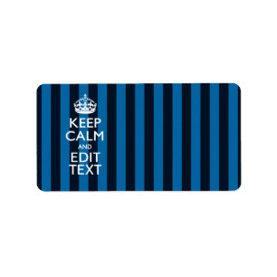 Étiquette Votre texte sur Garder Calme Bleu Stripes