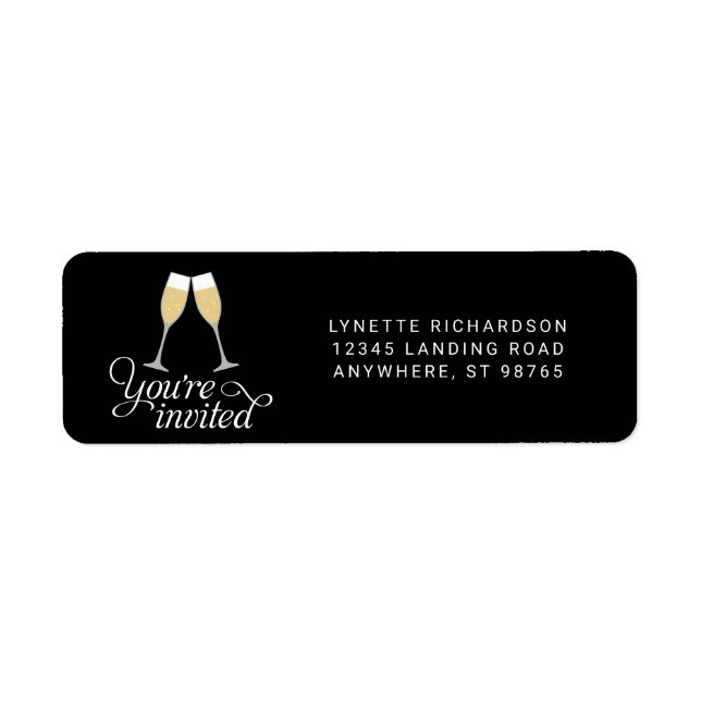 Étiquette Vous êtes Invité Champagne Glass Retourner l'adres (Devant)