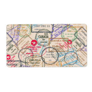 Étiquette Voyage de timbres de passeport