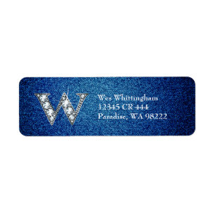 Étiquette W Faux-"Diamond Bling" sur Denim