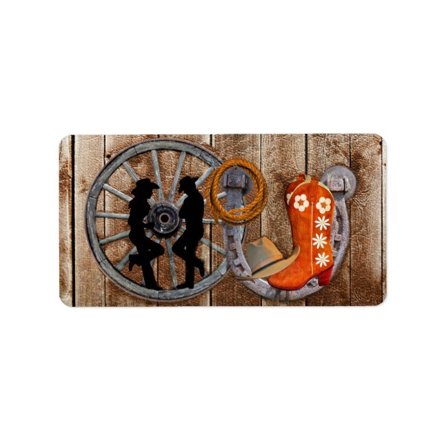 Étiquette Wagon Wheel Western Cowboy (Devant)