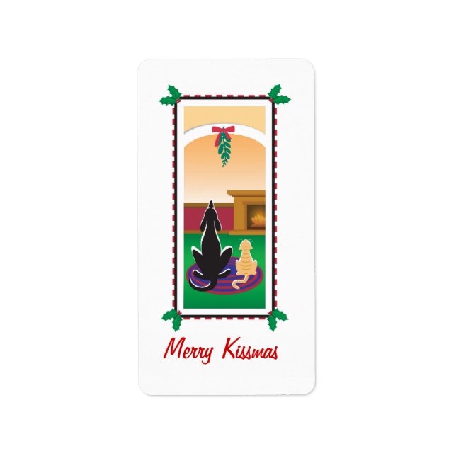 Étiquette WagsToWish_Merry Kissmas emballage cadeau (Devant)