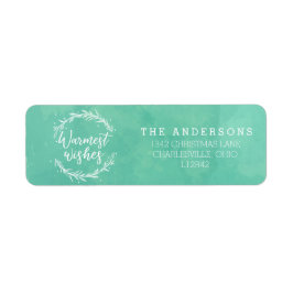 Étiquette Warmest Wreath de vacances & Watercolor