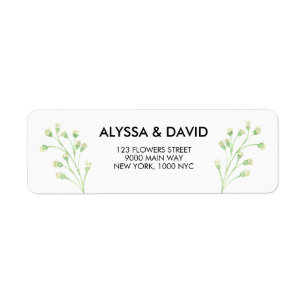 Étiquette Watercolor Baby's Breath Botanical Return Adresse