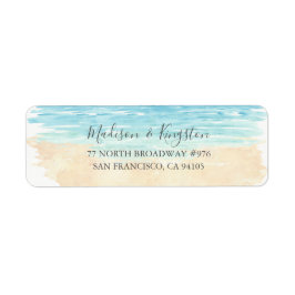 Étiquette Watercolor Beach Wedding Adresse de retour Label