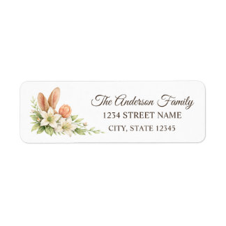 Étiquette Watercolor Bunny Ears Floral Easter Return Labels