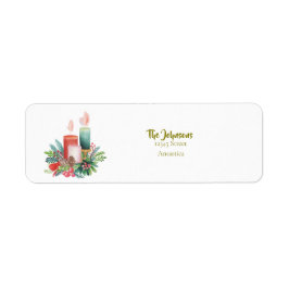 Étiquette Watercolor Christmas candles Return address label