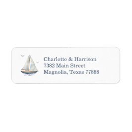 Étiquette Watercolor Coastal Seascape Wedding Address