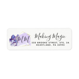 Étiquette Watercolor Crystals & Gold Bohemian Adresse de ret