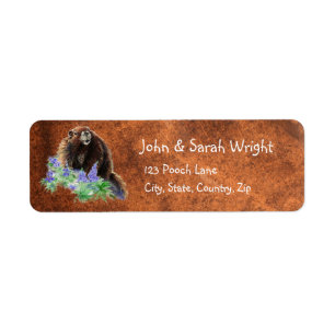 Étiquette Watercolor Cute Marmot Adresse animale