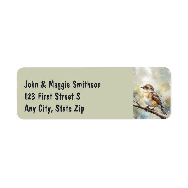 Étiquette Watercolor Garden Sparrow Nature Bird Adresse (Devant)