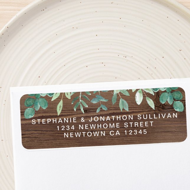 Étiquette Watercolor Greenery Return Address (Créateur téléchargé)