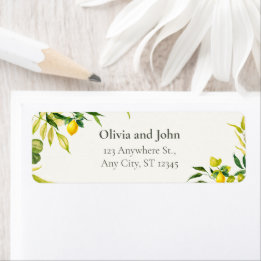 Étiquette Watercolor Lemon Wedding Return Address Label