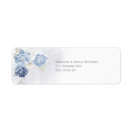 Étiquette Watercolor Light Blue Floral Wedding Address