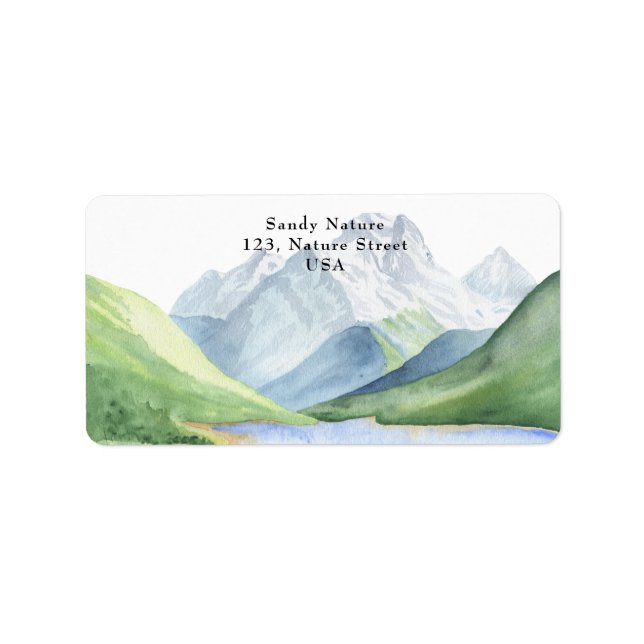 Étiquette Watercolor montagnes - Laissez l'aventure commence (Devant)