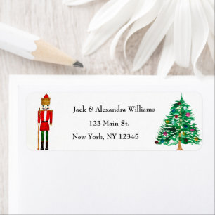 Étiquette Watercolor Nutcracker Christmas Adresse de retour