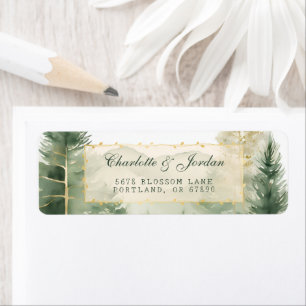 Étiquette Watercolor Pine Trees Woodland Adresse de retour