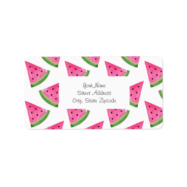 Étiquette Watercolor Watermelon Motif (Devant)