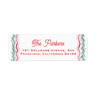 Étiquette Watercolor Wavy Holiday Garland Frame