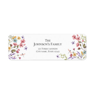 Étiquette Watercolor Wildflower Girl 1st Birthday