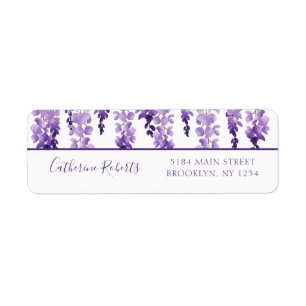 Étiquette Watercolor Wisteria Mariage Adresse de retour